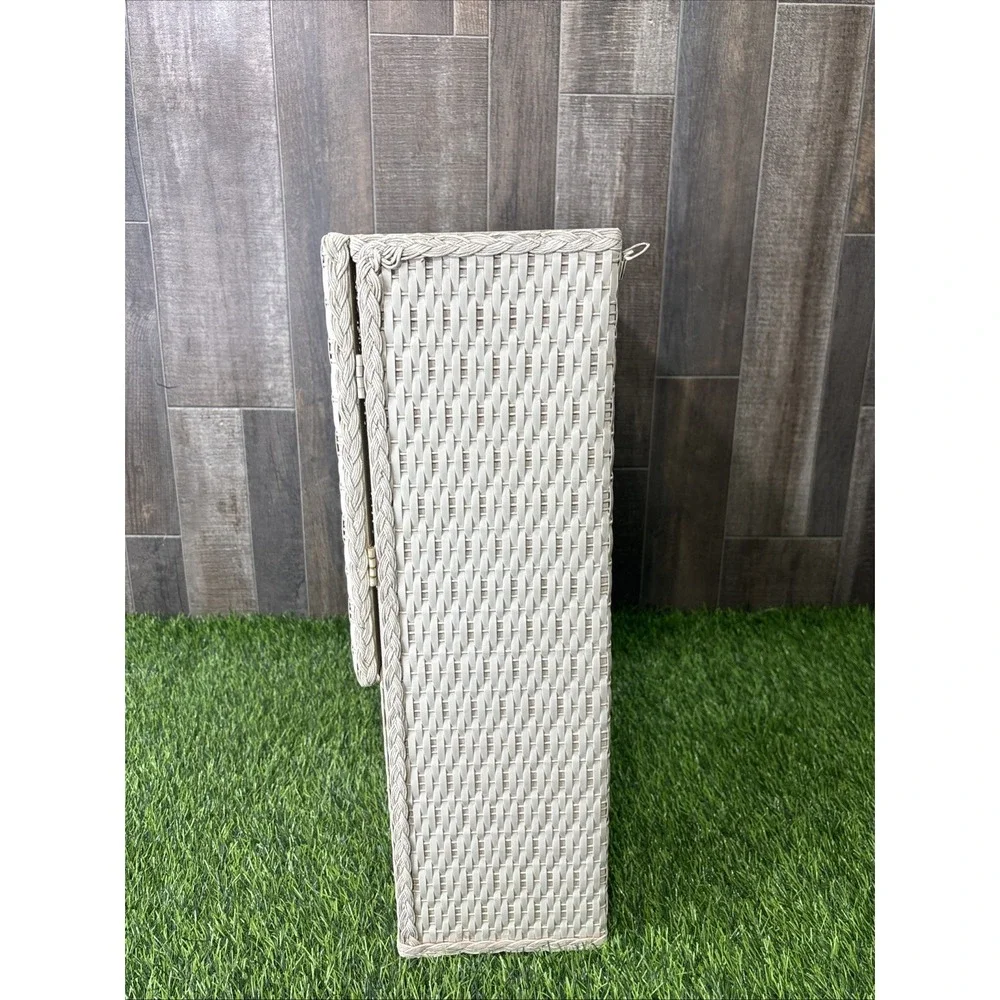 Vintage White Wicker Cabinet Coquette Cottagecore Bathroom Storage Shelf